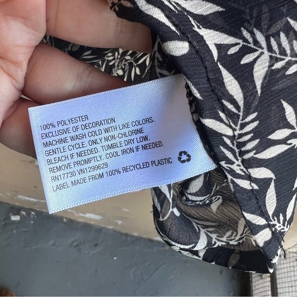 Knox Rose Black Boho Floral Print Sheer Blouse - Women's Size Small - Picture 3 of 5